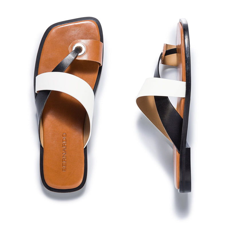 Sandale Slide Bernardo Amelia Cross Strap Dama Negrii Albi | IZZ5689JF