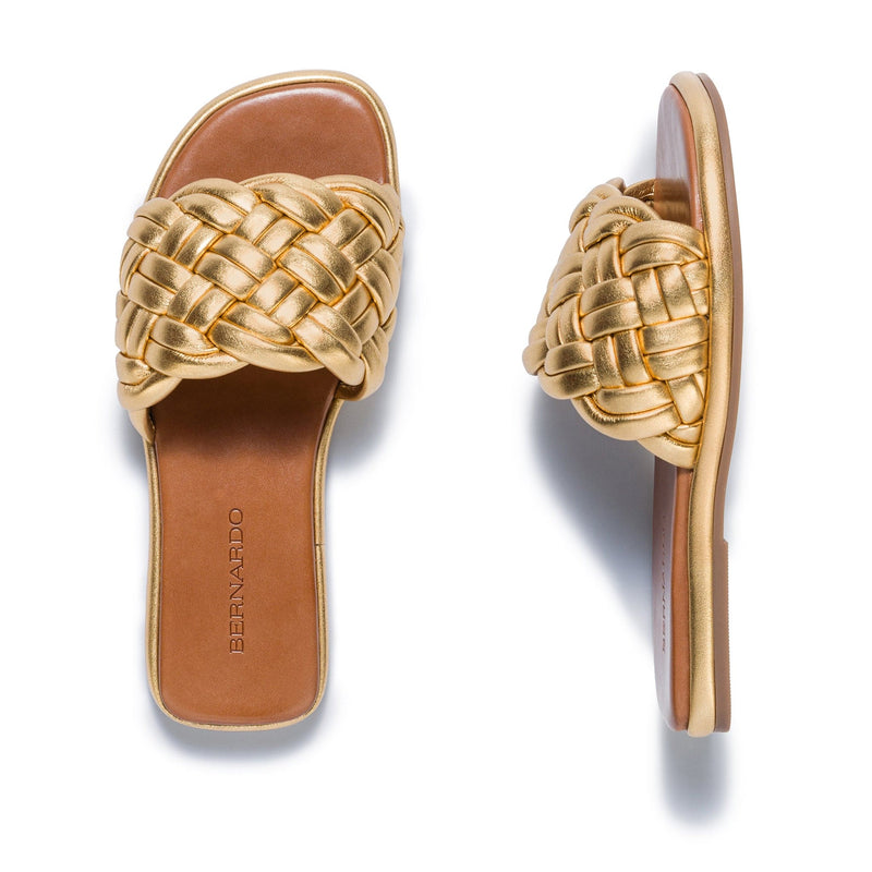 Sandale Slide Bernardo Troy Woven Dama Aurii | EPV5025ZO